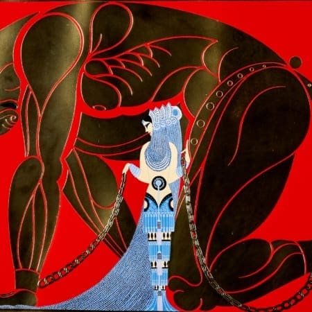 Erte Samson and Delilah Silkscreen Art Deco Fashion Erté (Romain de Tirtoff) Erte Samson and Delilah Silkscreen Art Deco Fashion