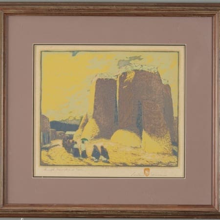 Gustave Baumann Church Ranchos de Taos Color Woodcut Gustave Baumann Gustave Baumann Church Ranchos de Taos Color Woodcut