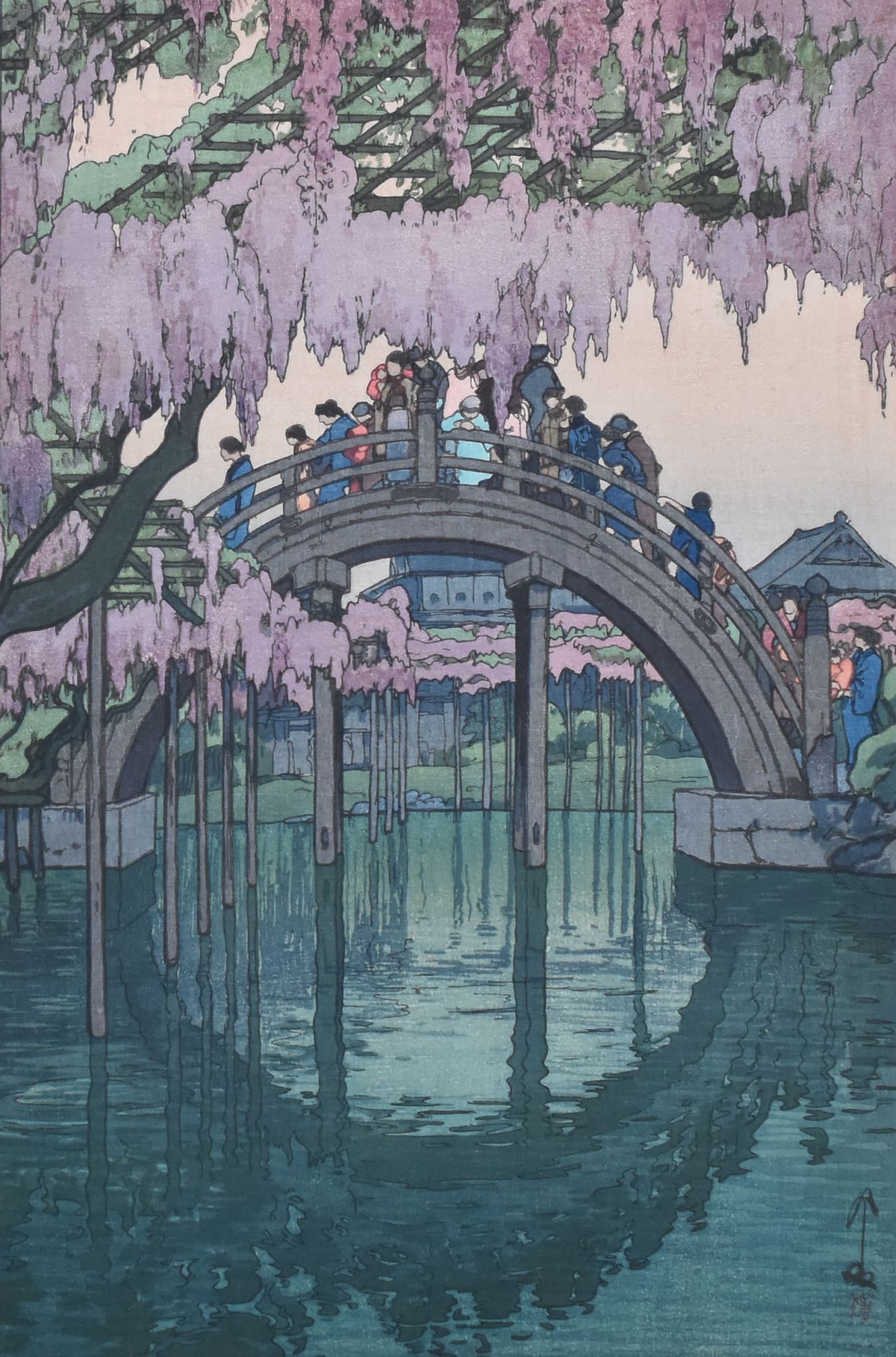 01851_00187-1 Hiroshi Yoshida "Kameido Bridge" Woodblock Print