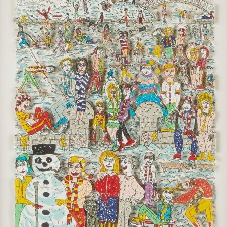 James Rizzi “Holiday on Ice” Mixed Media Collage James Rizzi James Rizzi "Holiday on Ice" Mixed Media Collage