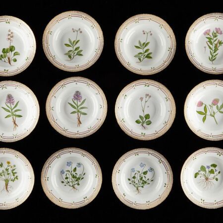 Set of 12 Flora Danica Flat Rim Soup Plates Royal Copenhagen Set of 12 Flora Danica Flat Rim Soup Plates