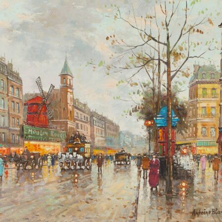 Signed Antoine Blanchard Moulin Rouge Painting Antoine Blanchard Signed Antoine Blanchard Moulin Rouge Painting