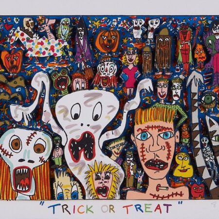 James Rizzi “Trick or Treat” Mixed Media Collage James Rizzi James Rizzi "Trick or Treat" Mixed Media Collage