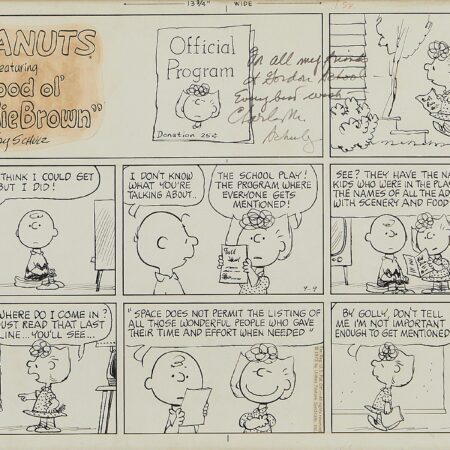 Original Peanuts Comic Strip Charles Schulz 1973 Charles Schulz Original Peanuts Comic Strip Charles Schulz 1973