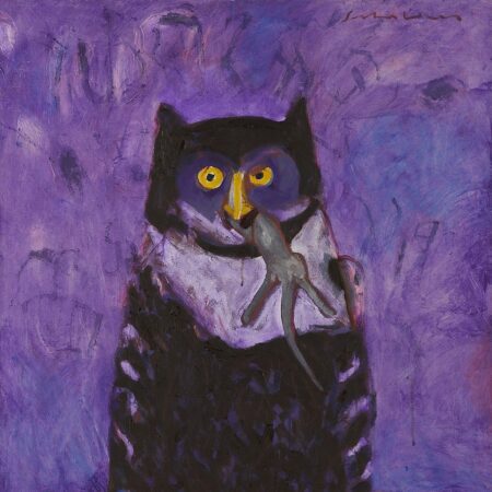 Fritz Scholder “Owl and Mouse” Acrylic On Canvas Fritz Scholder Fritz Scholder "Owl and Mouse" Acrylic On Canvas