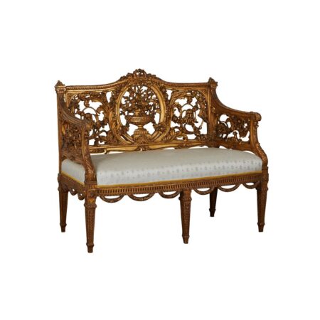 Continental Carved and Giltwood Settee Antique French Furniture Continental Carved and Giltwood Settee