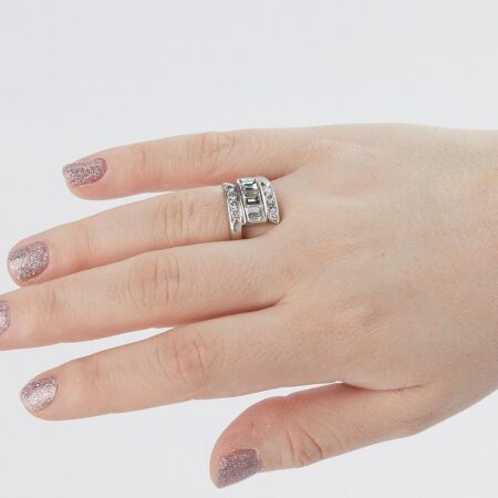 Vintage Platinum & Diamond Bypass Ring Diamond Vintage Platinum & Diamond Bypass Ring