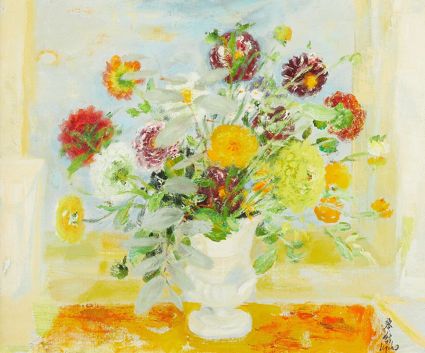 Le Pho "Fleurs" Still Life Oil on Canvas Painting Le Pho "Fleurs" Still Life Oil on Canvas Painting