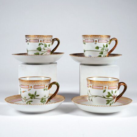 Set of 4 Flora Danica Saucers & Teacups Royal Copenhagen Set of 4 Flora Danica Saucers & Teacups