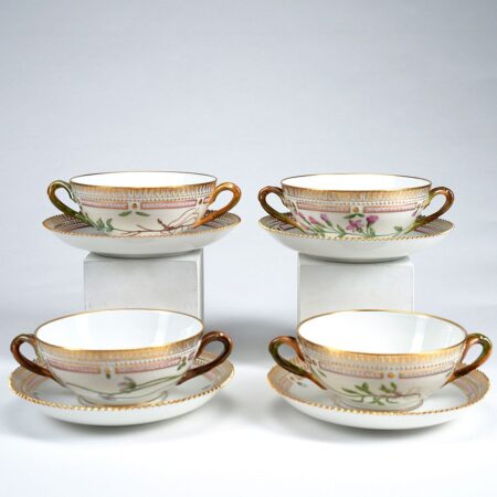 Set of 4 Flora Danica Soup Cups & Saucers Royal Copenhagen Set of 4 Flora Danica Soup Cups & Saucers