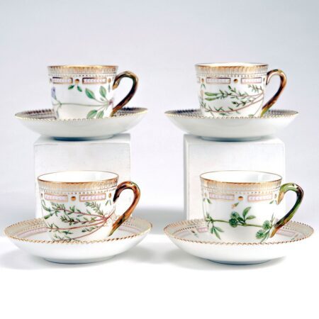 Set of 4 Royal Copenhagen Flora Danica Coffee Cups & Saucers Royal Copenhagen Set of 4 Royal Copenhagen Flora Danica Coffee Cups & Saucers