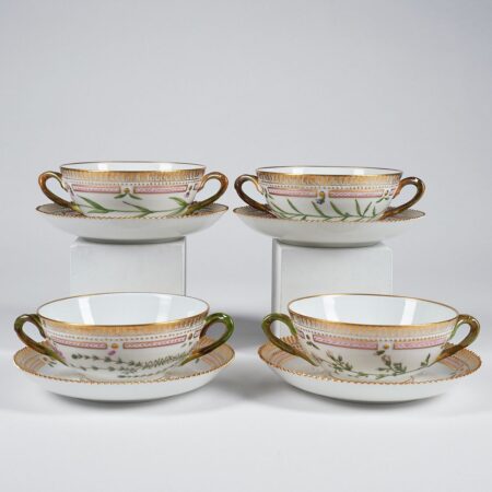 Set of 4 Flora Danica Soup Cups & Saucers Royal Copenhagen Set of 4 Flora Danica Soup Cups & Saucers