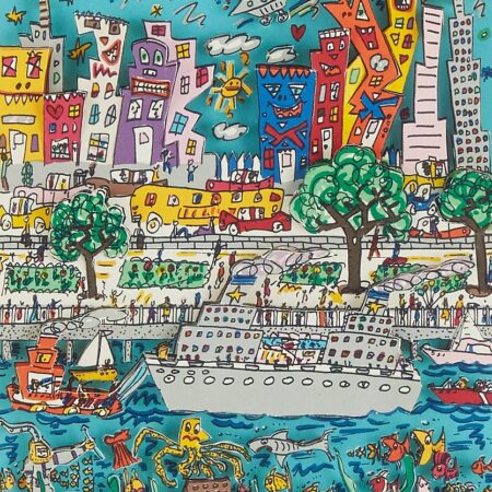 James Rizzi “Bottoms Up” Mixed Media Collage James Rizzi James Rizzi "Bottoms Up" Mixed Media Collage