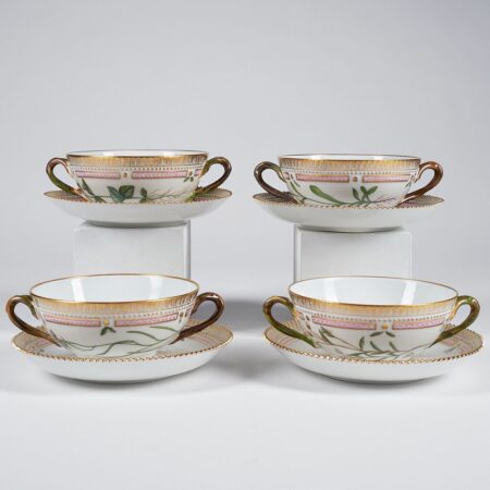 Set of 4 Flora Danica Soup Cups & Saucers Royal Copenhagen Set of 4 Flora Danica Soup Cups & Saucers
